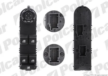 Блок кнопок стеклоподъемников Polcar 1421P-70