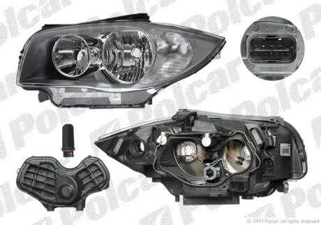 Фара основная левая H7, PY21W, W5W Polcar 2001096E