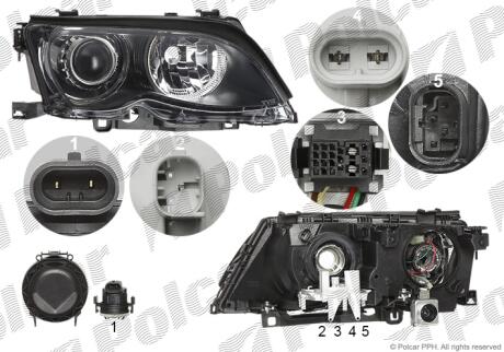 Фара основна права D2S, H7, W5W Polcar 2009101E