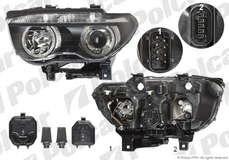 Фара основна ліва D2S, H7, PY21W Polcar 2023092H