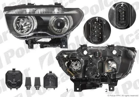 Фара основна ліва D2S, H7, PY21W Polcar 2023092H