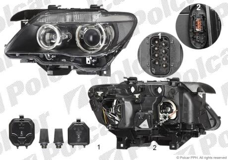 Фара основна ліва D1S, H10W, H7, PY21W Polcar 202409-H