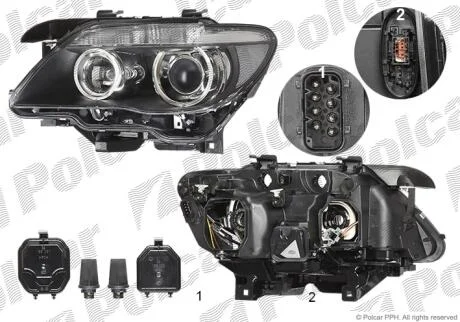 Фара основна ліва D1S, H10W, H7, PY21W Polcar 202409-H
