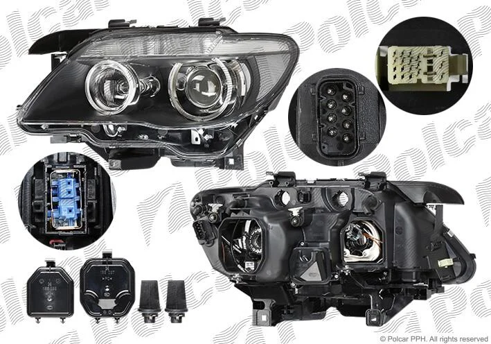 Фара основная правая D1S, H10W, H7, PY21W Polcar 2024101H (фото 1)