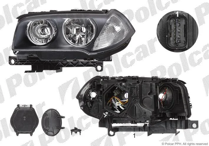 Фара основна права H7, PY24W, W5W Polcar 2055104E (фото 1)