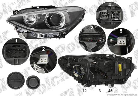 Фара основная левая D1S, LED, PY21W Polcar 20C1091E