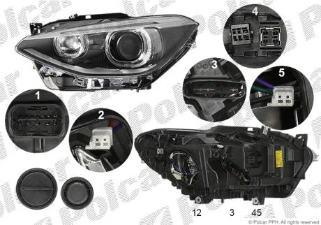 Фара основна ліва D1S, LED, PY21W Polcar 20C1091E