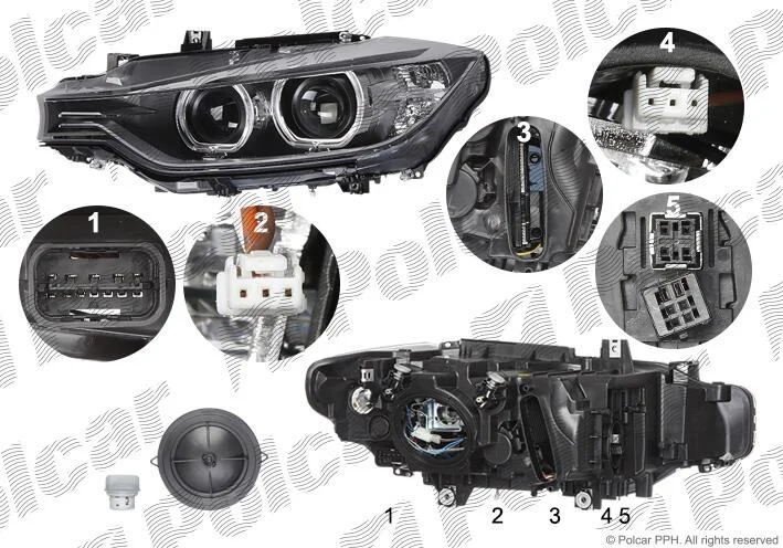 Фара основная левая D1S, LED, PY21W Polcar 20D1094E (фото 1)