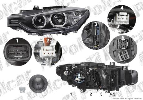 Фара основная правая D1S, LED, PY21W Polcar 20D1104E