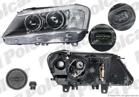 Фара основная правая D1S, PY21W Polcar 20X1101E