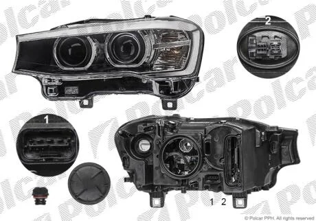 Фара основна права D1S, LED, PY21W Polcar 20X2101U