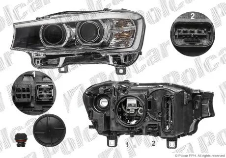 Фара основна права D1S, LED, PY21W Polcar 20X2102U