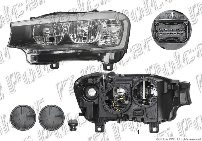 Фара основна права H7, PY21W, W21W, W5W Polcar 20X210-E (фото 1)