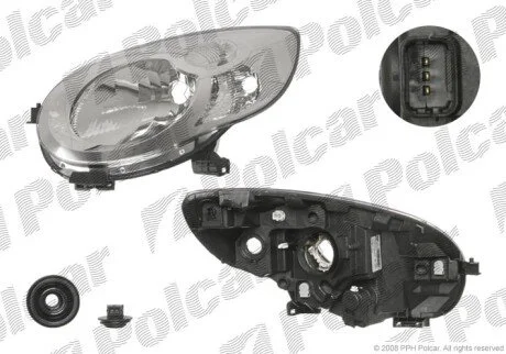 Фара основная правая H4, PY21W, W5W Polcar 230110-E