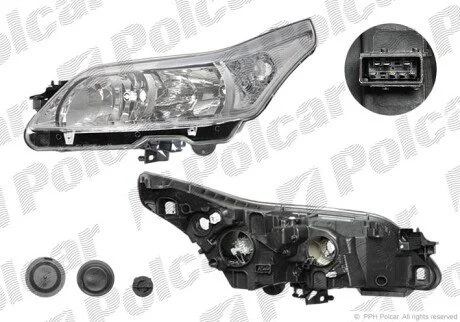 Фара основная правая H1, H7, PY21W, W5W Polcar 2329102E
