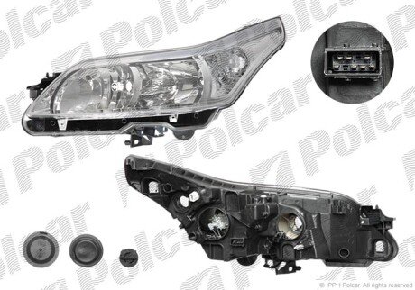 Фара основная правая H1, H7, PY21W, W5W Polcar 232910-V