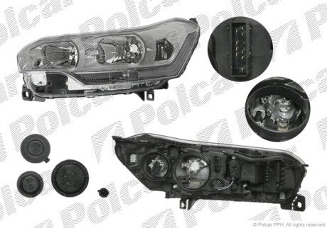 Фара основная левая H1, H7, HP24W, W5W Polcar 2334090E