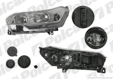 Фара основная правая H1, H7 HP24W, W5W Polcar 2334100E