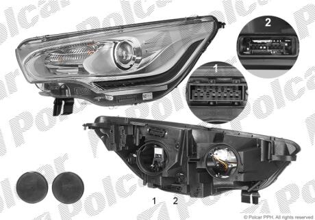 Фара основная левая D1S, PY21W Polcar 2338091U