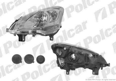 Фара основная левая H4, PY21W, W5W Polcar 235209-V