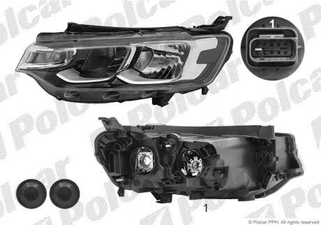 Фара основная левая H1, H7, PY21W, W5W Polcar 23B409-E