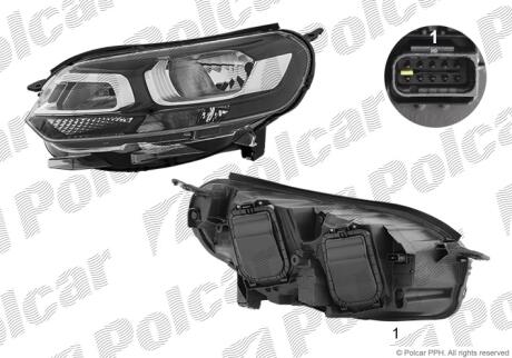 Фара основная левая H1, H7, PY21W, W21/5W Polcar 23V109-E