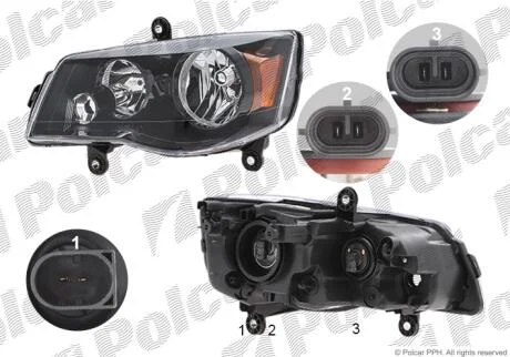Фара основная левая H11, P27/7W Polcar 242209-5UA