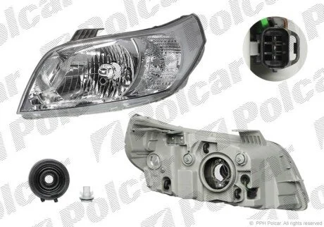 Фара основна ліва H4, PY21W, W5W Polcar 251509-E