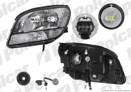 Фара основная левая H4, PY21W, W5W Polcar 25M109-E