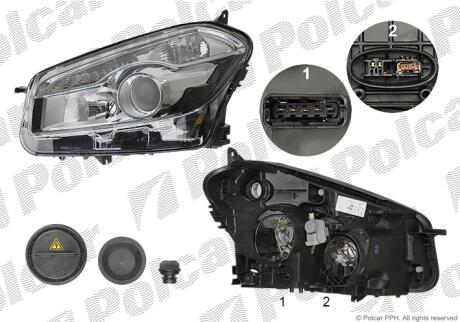 Фара основная левая D1S, H7, PY21W, W5W Polcar 2714093E