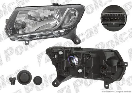 Фара основная левая H4, PY21W, W21/5W Polcar 28B209-E