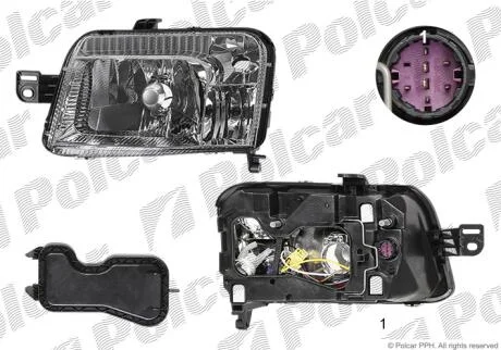 Фара основна ліва H4, PY21W, W5W Polcar 3003094E