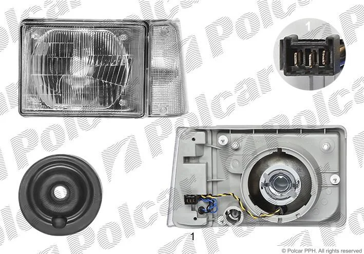 Фара основная правая H4/R2, P21W Polcar 3004105E (фото 1)