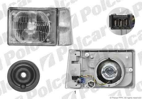 Фара основная правая H4/R2, P21W Polcar 3004105E