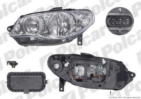 Фара основная правая H7, PY21W, W5W Polcar 3007100E