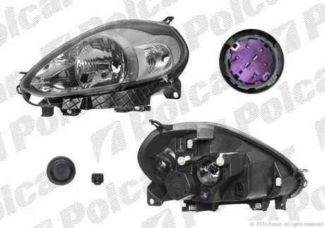 Фара основна ліва H4, PY21W, W5W Polcar 303609-V