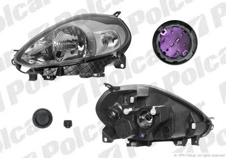 Фара основна права H4, PY21W, W5W Polcar 303610-V