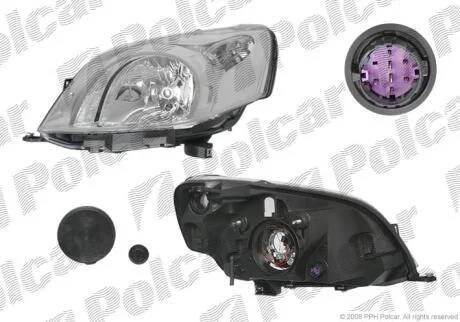 Фара основная правая H4, W5W, WY21W Polcar 308510-X