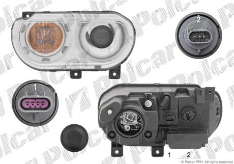 Фара основная правая D1S, PY27/7W Polcar 3123101