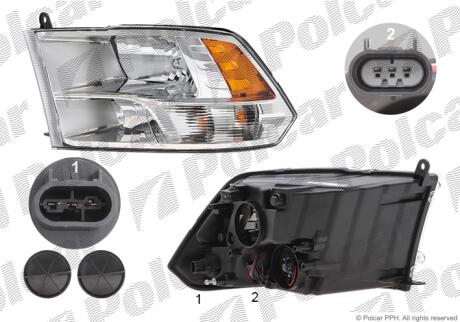 Фара основная правая H11, HB3, PY27/7W Polcar 317310-4