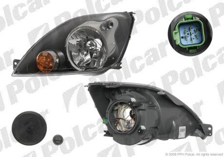 Фара основная правая H4, PY21W, W5W Polcar 323710-U