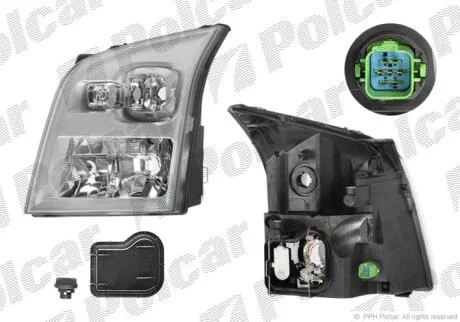 Фара основна права H4, PY21W, W5W Polcar 324810-X