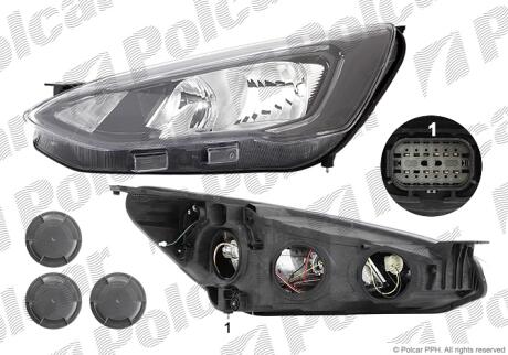 Фара основная правая H1, H7, PY21W Polcar 32C3101E