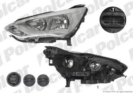 Фара основная правая H1, H7, P21W, W5W Polcar 32M210-E