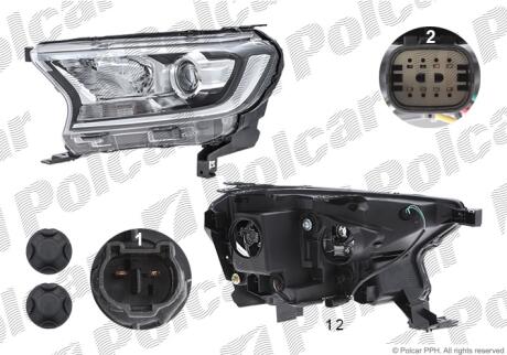 Фара основная левая H11, H15, PY21W, W5W Polcar 32P2094E