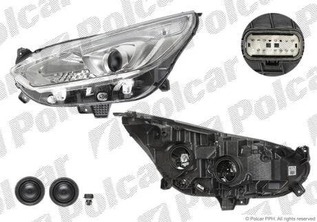 Фара основная правая H15, H7, PWY24W, W5W Polcar 32V110-V