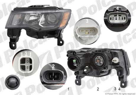 Фара основная левая H11, H9, W5W, WY28/8W Polcar 34T1094