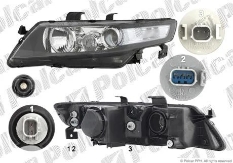 Фара основна ліва H1, W5W, WY21W Polcar 3834090E