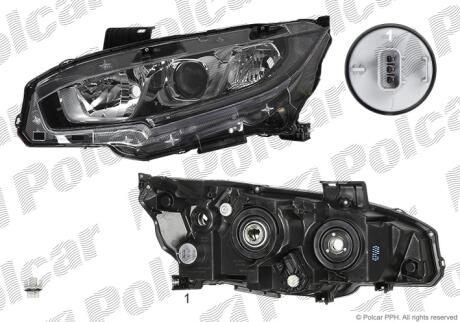 Фара основная левая H11, HB3, LED, WY21W Polcar 38C2090E