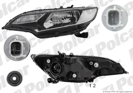 Фара основная правая H4, W5W, WY21W Polcar 38L2101E